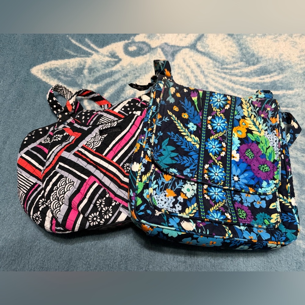Two Vera Bradley Navy Floral and Black/White Geometric Patterned Women's Bags - Picture 12 of 12